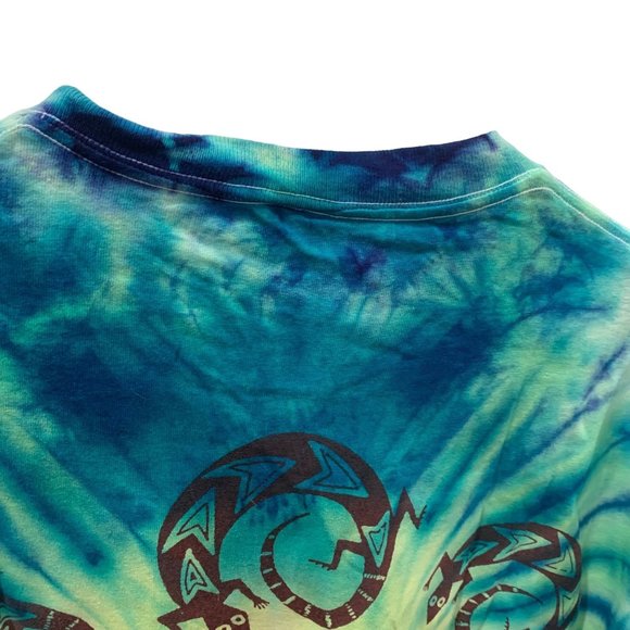 Vtg Delta 1991 Mike Dubois Single Stitch TyeDye Mayan Pyramid Rainforest Shirt L - Picture 11 of 11